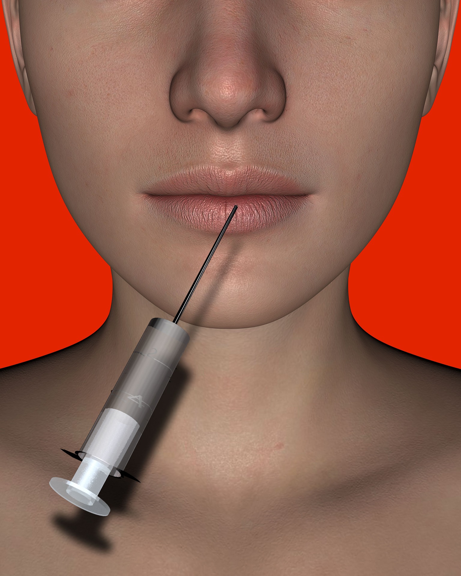 Botox or hyaluron injection into the lip