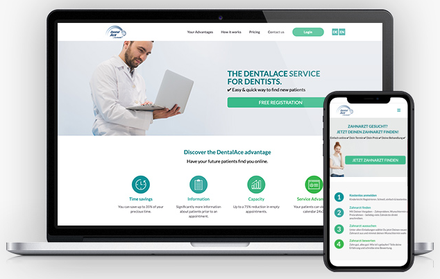 Build your responsive website with DentalAce to optimize your online appearance on computers and mobile devices