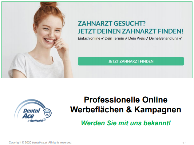 DentalAce Online Werbung Deckblatt