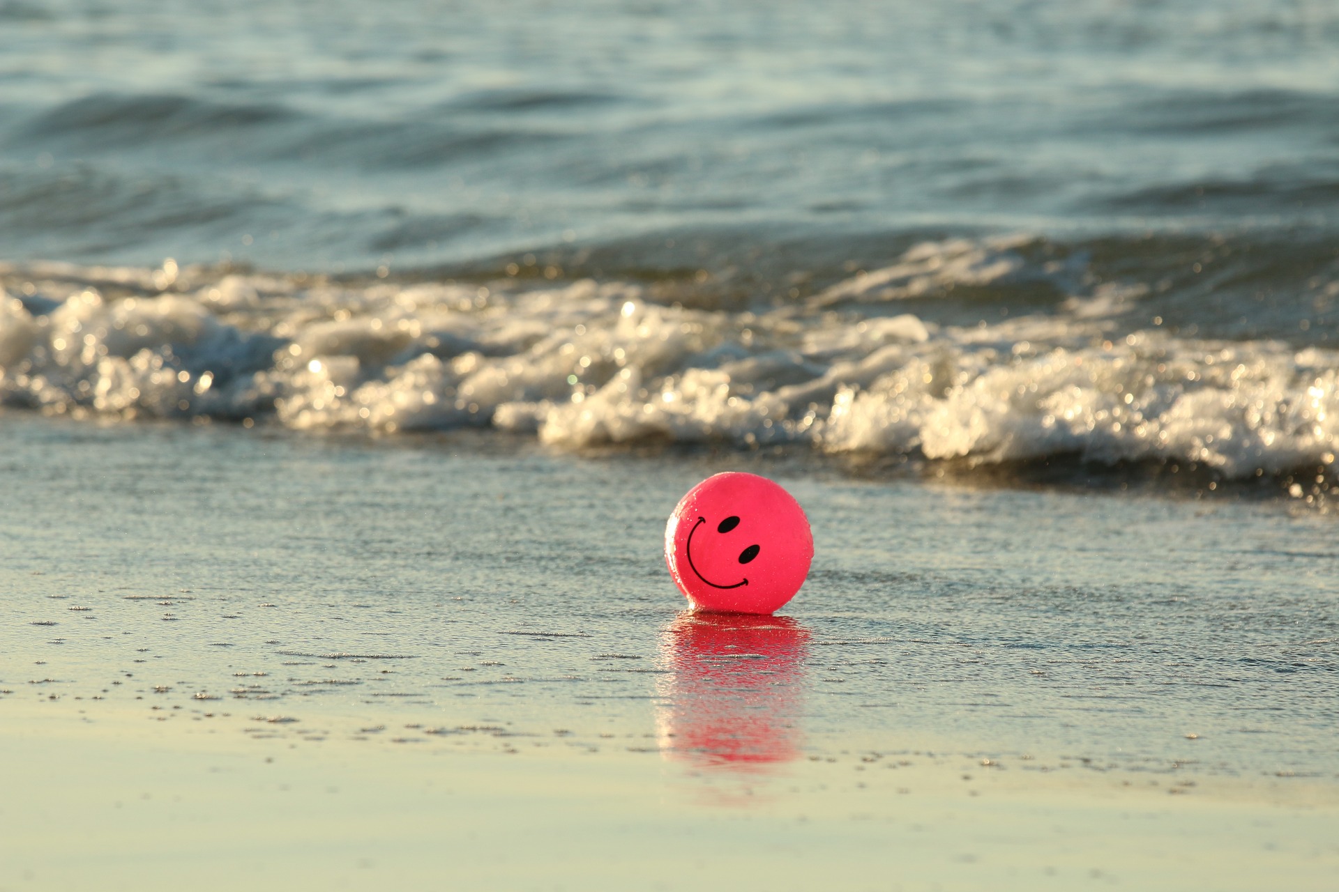 A beach ball with a smile