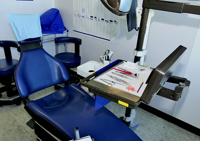 Dental chair prior to a dental bridge procedure
